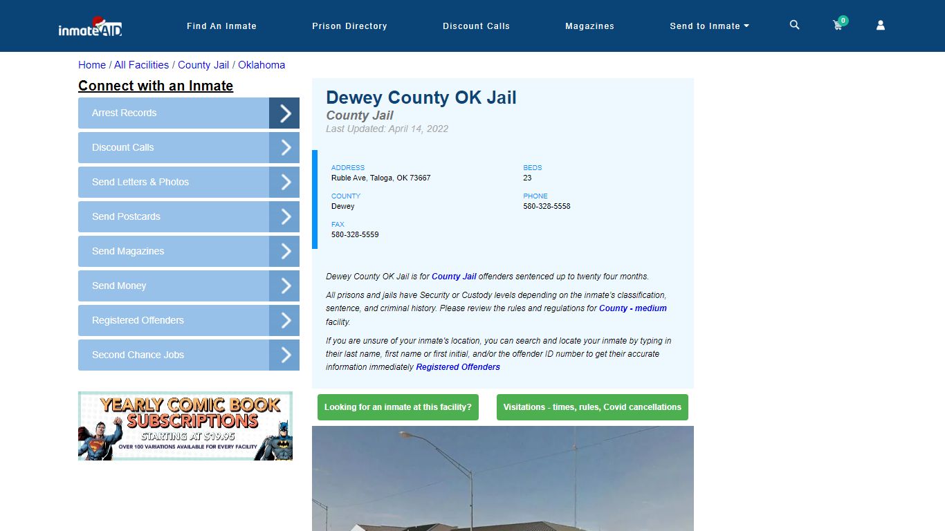 Dewey County OK Jail - Inmate Locator - Taloga, OK
