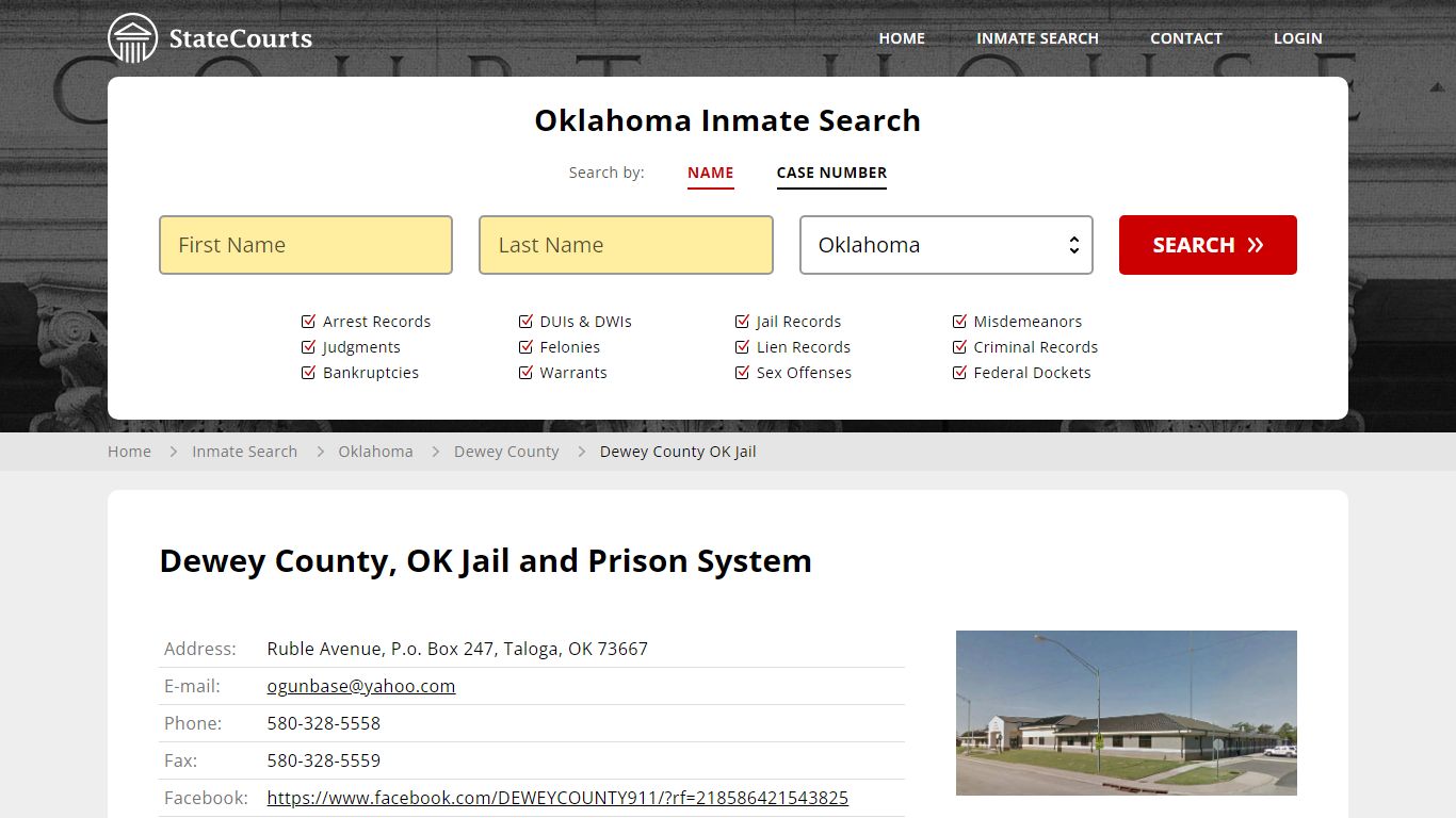 Dewey County OK Jail Inmate Records Search, Oklahoma - StateCourts